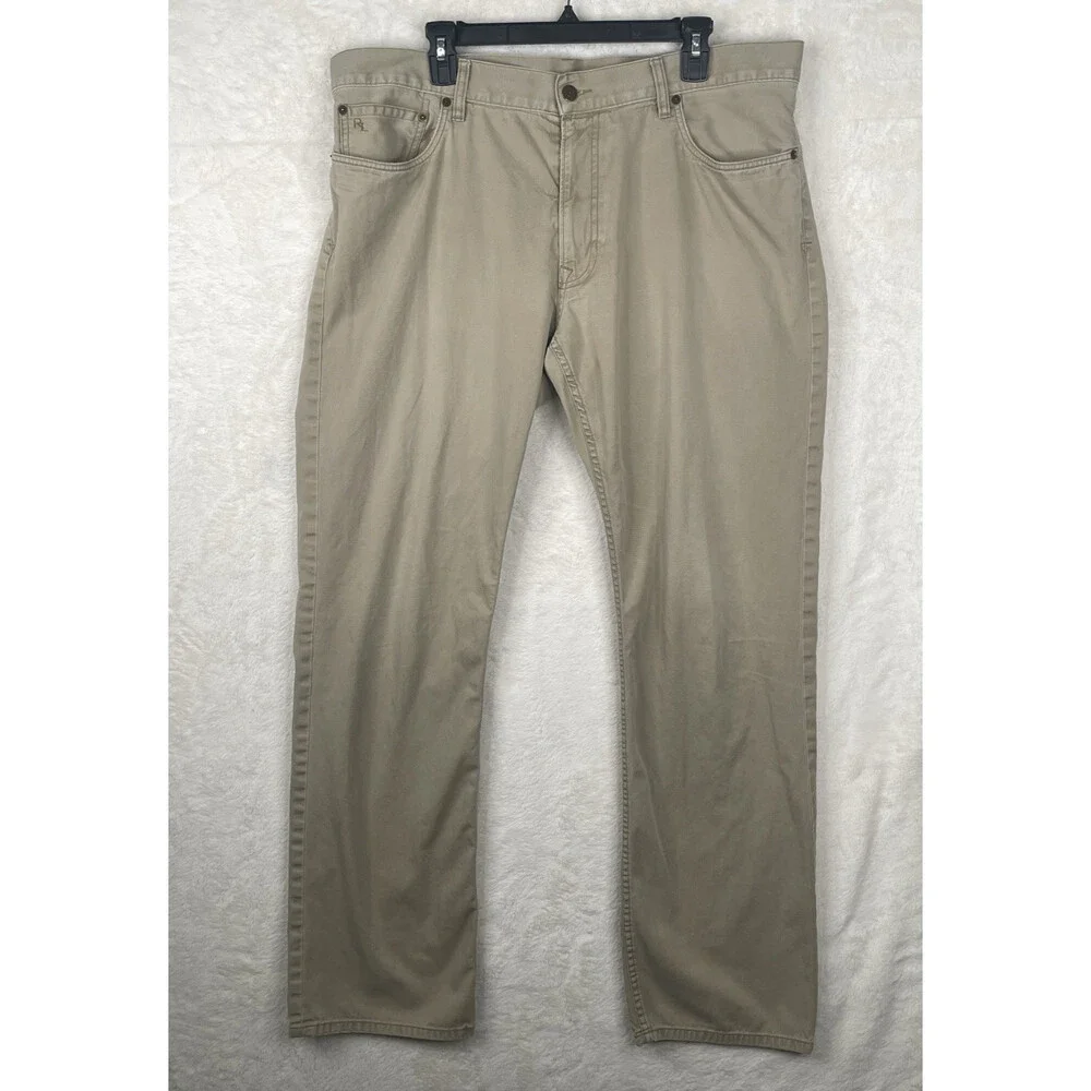 Polo Ralph Lauren Chino Tan Pants Mens 38x34 Measures 39x33 Straight Leg Cotton